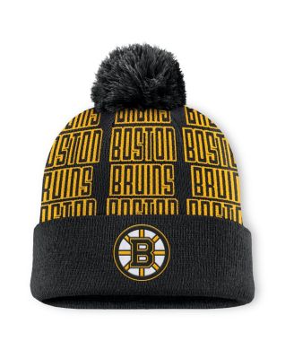 Fanatics - Men's Black/Gold Boston Bruins Fundamental Empty Net Cuffed Knit Hat with Pom