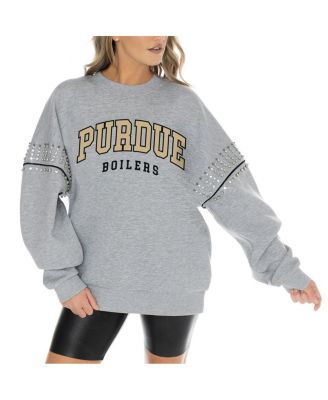 Gameday Couture - Women's Heather Gray Purdue Boilermakers Competitive Edge Oversized Fleece Pullover Sweatshirt