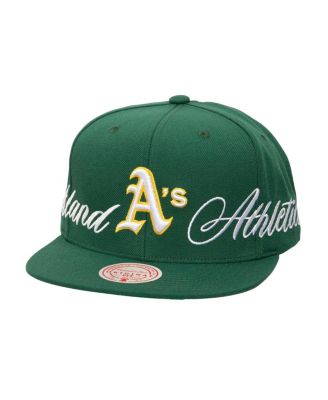 Mitchell & Ness - Men's Green Oakland Athletics Just Don x MLB Lux Script Snapback Hat