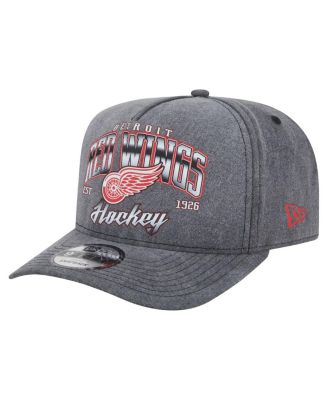 New Era - Men's Charcoal Detroit Red Wings Throwback Washed A-Frame Pre-Curved 9FIFTY Snapback Hat