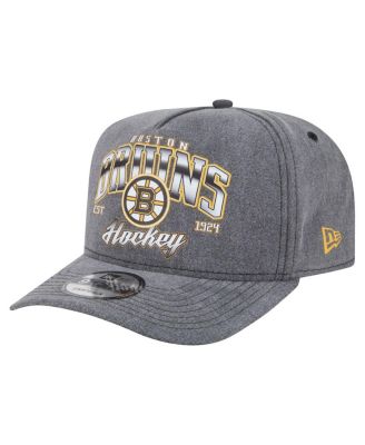 New Era - Men's Charcoal Boston Bruins Throwback Washed A-Frame Pre-Curved 9FIFTY Snapback Hat