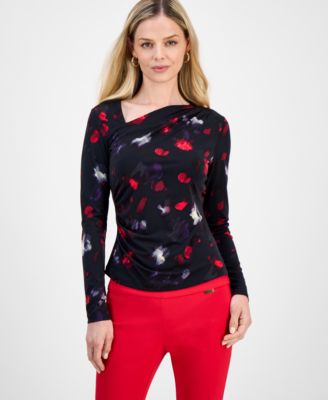 I.N.C. International Concepts - Petite Printed Asymmetric Top