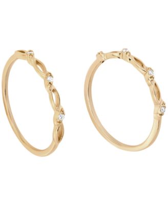 Macy's - 2-Piece Cubic Zirconia Marquise Stackable Ring Set (0.12 ct. t.w.) in Gold Over Sterling Silver