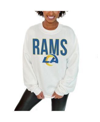 Gameday Couture - Women's White Los Angeles Rams Just Go With It Oversized Long Sleeve Crewneck Sweatshirt