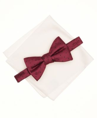 Alfani - Men's Geo-Pattern Bow Tie & Solid Pocket Square Set