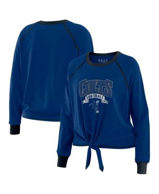 WEAR by Erin Andrews - Women's Royal/Black Indianapolis Colts Plus Size Tie-Front Long Sleeve Top