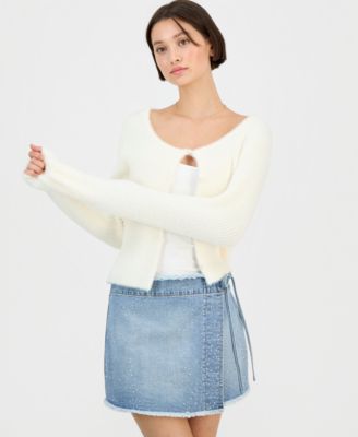 Hooked Up by IOT - Juniors' Eyelash Button-Front Cardigan
