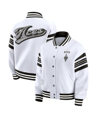 WEAR by Erin Andrews - Women's White/Black Las Vegas Aces Plus Size Full-Snap Fleece Sweatshirt Jacket