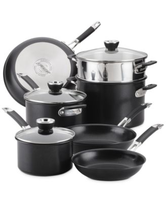 Anolon - SmartStack 10-Pc. Hard-Anodized Nesting Cookware Set