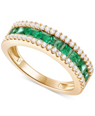 Macy's - Emerald (1 ct. t.w.) & Diamond (1/3 ct. t.w.) Channel Set Band in 14k Gold