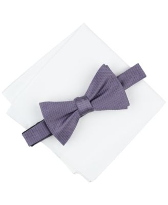 Alfani - Men's Mini-Pattern Bow Tie & Solid Pocket Square Set