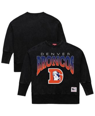 Mitchell & Ness - Women's Black Denver Broncos Delineate Mineral Wash Crewneck Sweatshirt