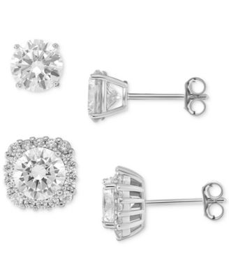 Giani Bernini - 2-Pc. Set Cubic Zirconia Halo & Stud Earrings in Sterling Silver