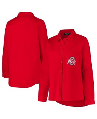 Fanatics - Women's Scarlet Ohio State Buckeyes Plus Size Button-Up Shacket