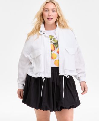 On 34th - Plus Size Snap-Front Cinched-Hem Utility Jacket