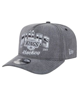 New Era - Men's Charcoal Los Angeles Kings Throwback Washed A-Frame Pre-Curved 9FIFTY Snapback Hat