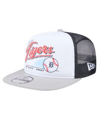 New Era - Men's  White/Gray Detroit Tigers Retro Script Trucker 9FIFTY Snapback Hat