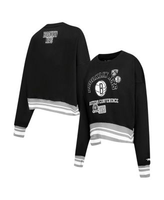 Pro Standard - Women's Black Brooklyn Nets Area Code Cropped Pullover Sweatshirt
