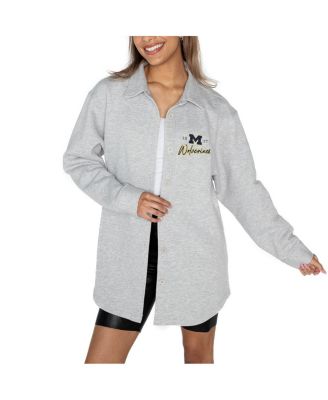 Gameday Couture - Women's Ash Michigan Wolverines Foundation Full-Button Long Sleeve Overshirt