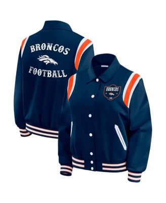 WEAR by Erin Andrews - Women's Navy Denver Broncos Varsity Lightweight Full-Snap Jacket