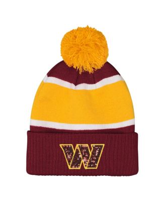 Outerstuff - Girls Burgundy Washington Commanders Let's Play Cuffed Knit with Pom Hat
