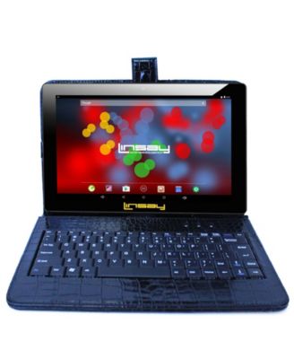 LINSAY - 10.1" 1280x800 IPS Screen Quad Core 2GB RAM Tablet 32GB Android 10 with Black Crocodile Style Keyboard