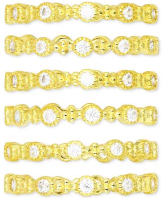 Macy's - 6-Pc. Set Cubic Zirconia Stack Rings in 14k Gold-Plated Sterling Silver