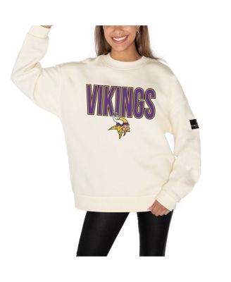 Gameday Couture - Women's Cream Minnesota Vikings Premium Fleece Drop Shoulder Pullover Sweatshirt
