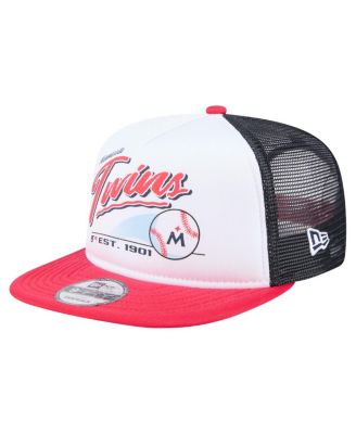 New Era - Men's White/Red Minnesota Twins Retro Script Trucker 9FIFTY Snapback Hat
