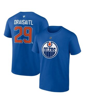 Fanatics - Men's Leon Draisaitl Royal Edmonton Oilers Authentic Stack Name Number T-Shirt