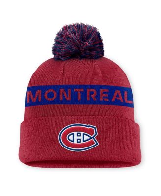 Fanatics - Women's Red/Navy Montreal Canadiens Authentic Pro Rink Cuffed Pom with Knit Hat