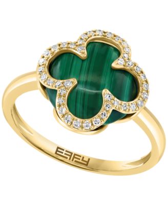 EFFY Collection - Diamond (1/8 ct. t.w.) and Malachite Ring in 14K Yellow Gold
