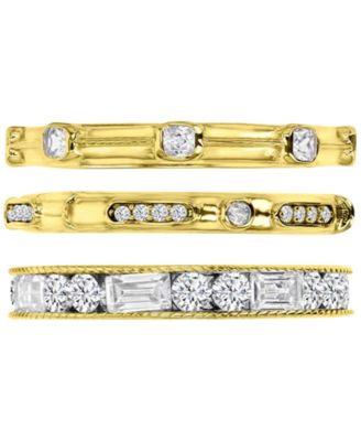 Macy's - 3-Pc. Set Cubic Zirconia Round & Baguette Polished Stack Rings