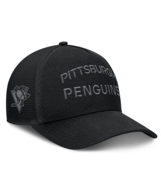 Fanatics - Men's Black Pittsburgh Penguins Authentic Pro Road Stack Text A-Frame Adjustable Hat