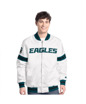 Starter - Men's&nbsp; White Philadelphia Eagles Scout Full-Snap Varsity Jacket