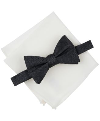 Bar III - Men's Chevron Bow Tie & Solid Pocket Square Set