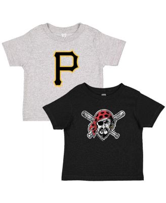 Soft As A Grape - Toddler Black/Heather Gray Pittsburgh Pirates Cooperstown Collection Two-Pack T-Shirt Set