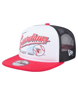 New Era - Men's White/Red Cleveland Guardians Retro Script Trucker 9FIFTY Snapback Hat