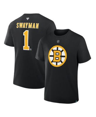 Fanatics - Men's Jeremy Swayman Black Boston Bruins Authentic Stack Name Number T-Shirt