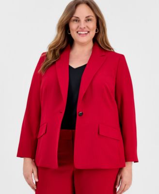 Kasper - Plus Size Stretch Crepe One-Button Blazer