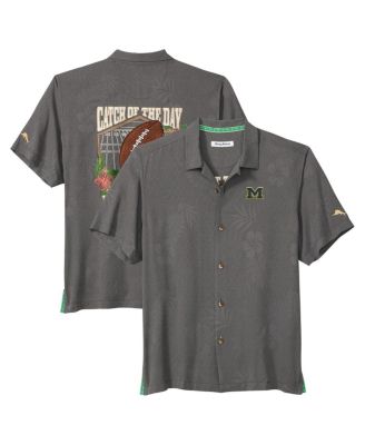 Tommy Bahama - Men's Gray Michigan Wolverines Catch of the Day Camp IslandZone Button-Up Shirt