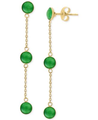 EFFY Collection - Dyed Jade Bezel-Set Linear Chain Drop Earrings in 14k Gold