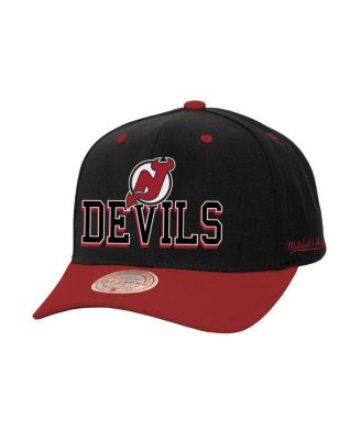 Mitchell & Ness - Men's Black/Red New Jersey Devils Backside Script 2-Tone Pro Crown Adjustable Hat