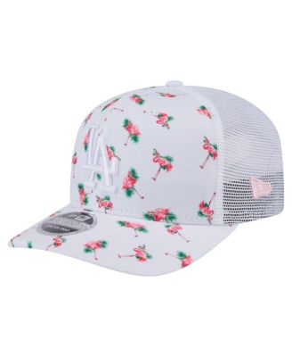 New Era - Men's&nbsp; White Los Angeles Dodgers Flamingo Mesh Back 9SEVENTY Stretch-Snap Hat