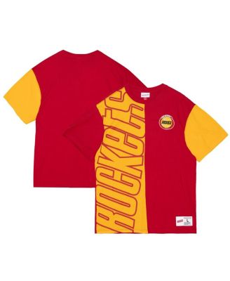 Mitchell & Ness - Men's Red/Gold Houston Rockets Play by Play 2.0 T-Shirt