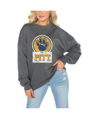 Gameday Couture - Women's Pitt Panthers Charcoal Oversized Drop Shoulder Fleece Drop Pullover Sweatshirt