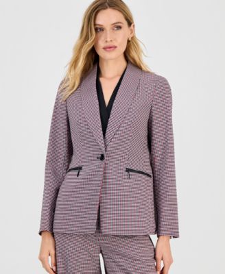 Kasper - Women's Houndstooth One-Button Jacket