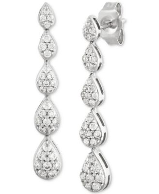 Forever Grown Diamonds - Lab Grown Diamond Pear Cluster Graduated Linear Drop Earrings (1/2 ct. t.w.) Set in sterling silver