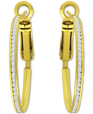 Giani Bernini - Cubic Zirconia Channel-Set Medium Hoop Earrings, 1.18"