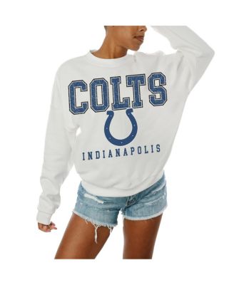 Gameday Couture - Women's  White Indianapolis Colts Sunday Drives Oversized Crewneck Pullover Sweatshirt